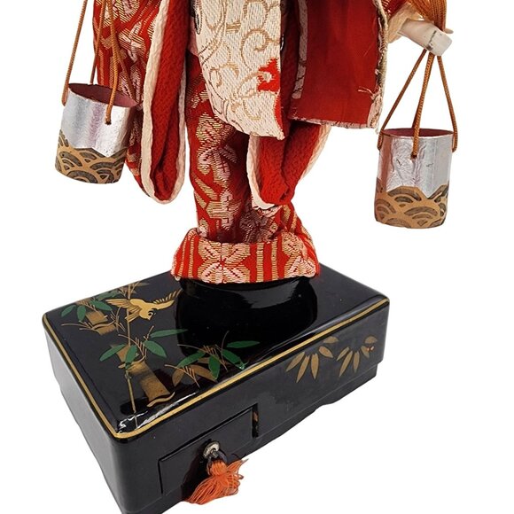 Vintage Japanese Geisha Doll with Working Music Trinket Box Plays La Vie En Rose - Picture 11 of 16